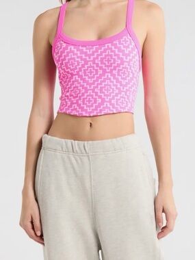 NWT - Free People Movement All Clear Fuchsia Flirt Geo Combo Jacquard Cami